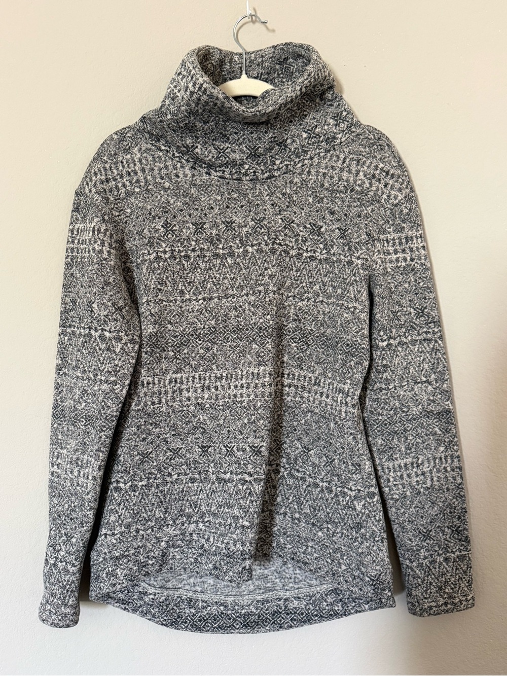 Columbia Fair Isle Cowl Neck Fleece Pullover Sweater Gray Nordic Medium - Picture 2 of 5
